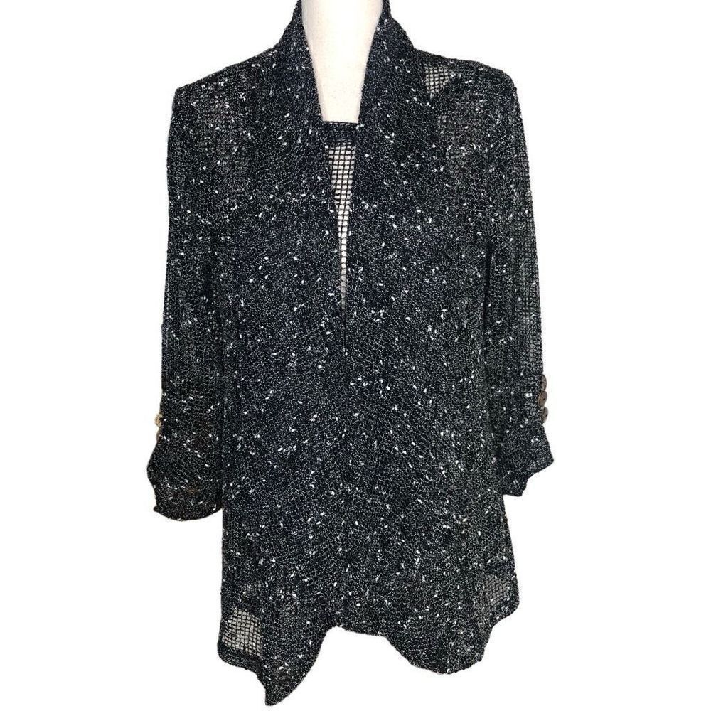 Lulu B Black Tweedy Sheer Net Two Piece Set Size S